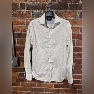 Original Penguin Cream Patterned Men's Shirt White with Red Dots Size 15 32/33